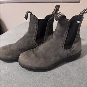 Gray Leather Blundstone Chelsea Boots